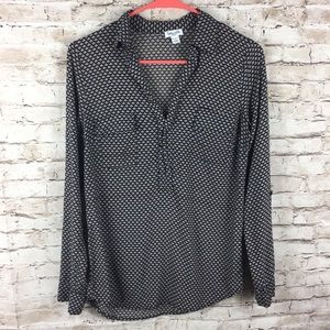 Splendid Black White Flowy Blouse Top